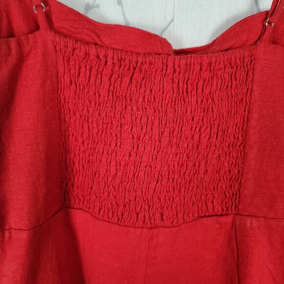 ASTR The Label Linen Blend Strappy Smocked Wide Leg Crop Jumpsuit - Picture 5 of 8